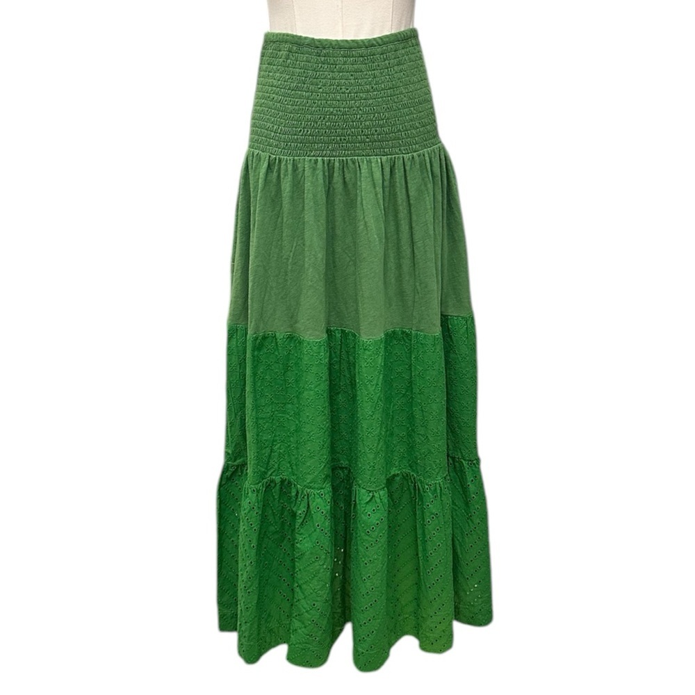 WHITE STUFF Green Maxi Skirt Convertible Dress Marissa Broderie Women Sz 6 $144 - Picture 6 of 13